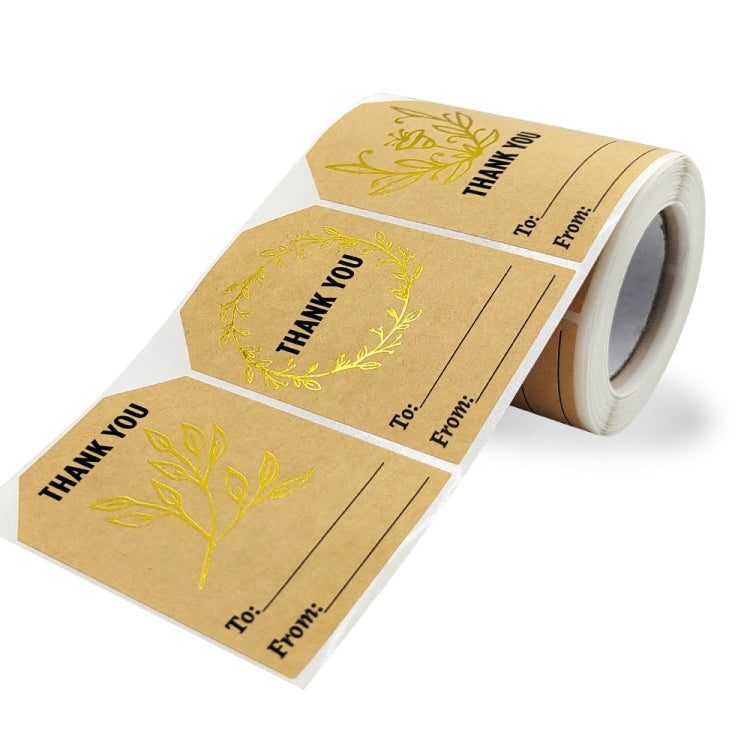 Kraft Paper Thank You Hot Stamping Sticker Gift Wrapping Decoration Label