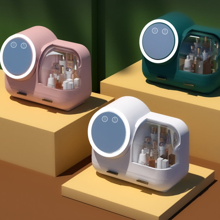 Mirror Desktop Makeup And Dustproof Drawer Storage Box With LED Light