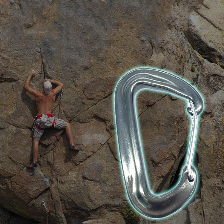 AD802U 8cm Aluminum Alloy Mountaineering D-Shaped Spring Safety Hook, Color Random Delivery