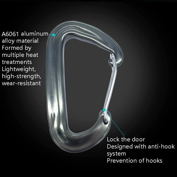 AD802U 8cm Aluminum Alloy Mountaineering D-Shaped Spring Safety Hook, Color Random Delivery