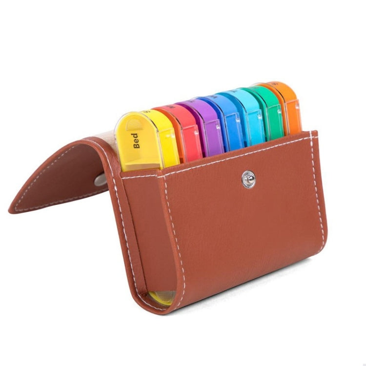 Notebook-Style 28-Compartment Portable Pill Box&Leather Bag