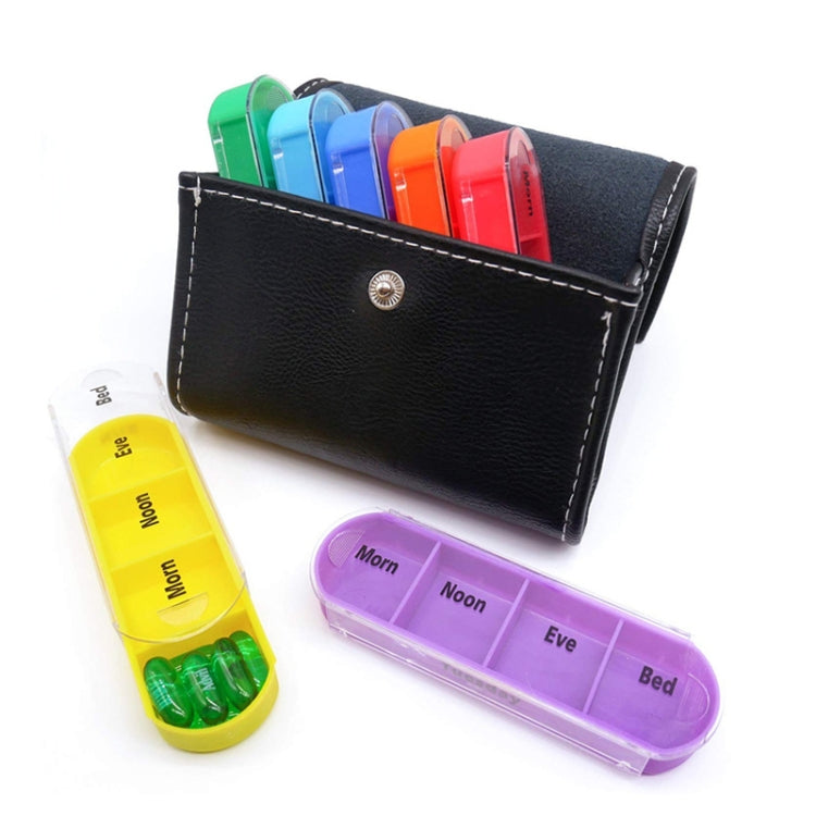 Notebook-Style 28-Compartment Portable Pill Box&Leather Bag