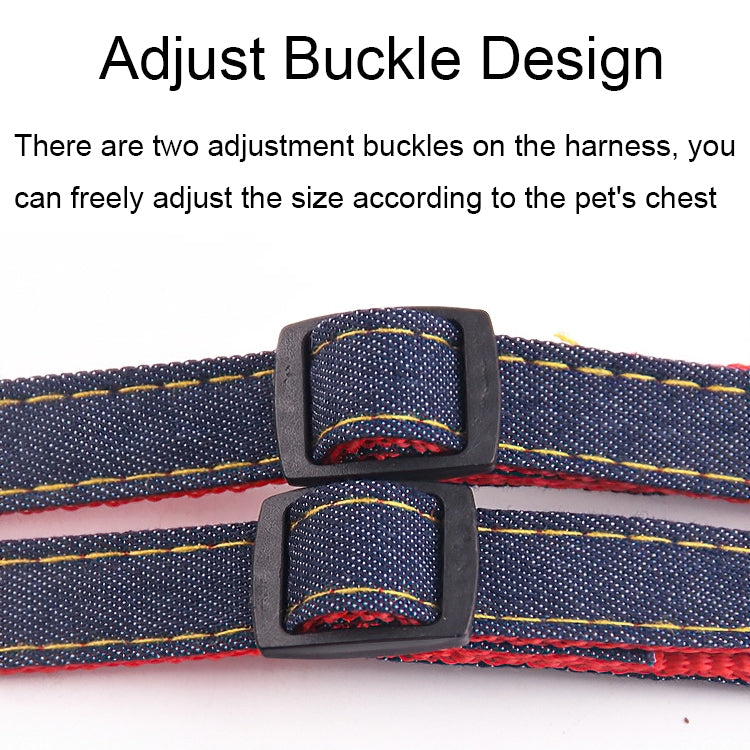 BG-Q1025 Leash+Chest Strap+Collar Thickened Strong Denim Pet Dog Leash Set