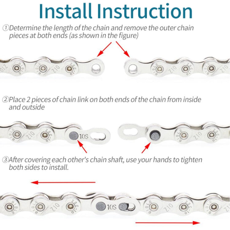 3 Pairs 6/7/8 Speed (Silver) ZH405 Mountain Road Bicycle Chain Magic Buckle Chain Quick Release Buckle