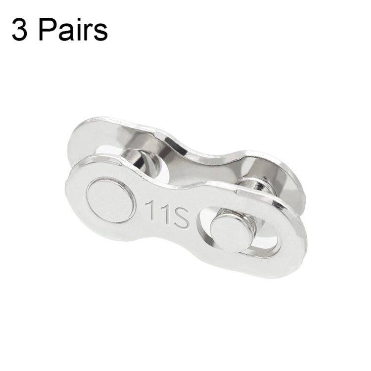 3 Pairs 6/7/8 Speed (Silver) ZH405 Mountain Road Bicycle Chain Magic Buckle Chain Quick Release Buckle