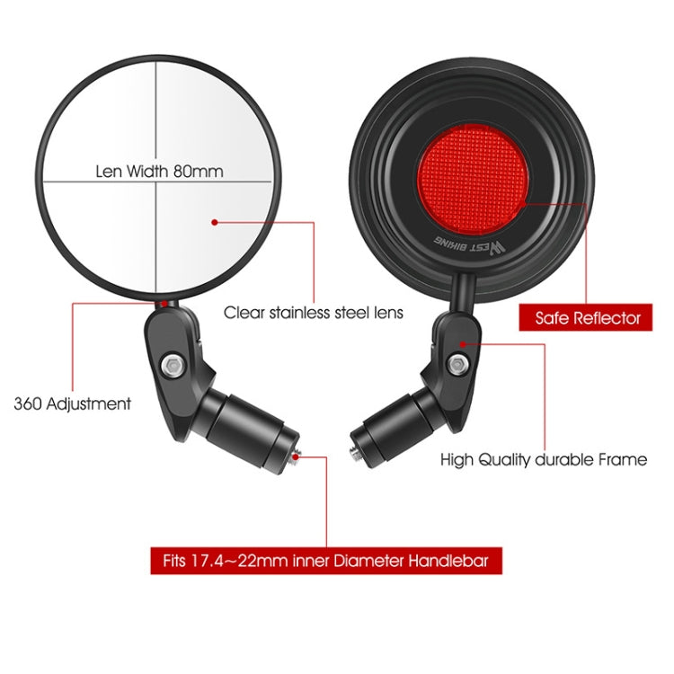 WEST BIKING YP0720032 Bicycle Rear View Mirror Foldable Cycling Mirror