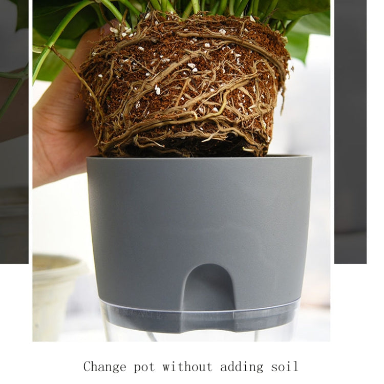 Transparent Plastic Double-Layer Water Storage Automatic Water-Absorbing Flowerpot