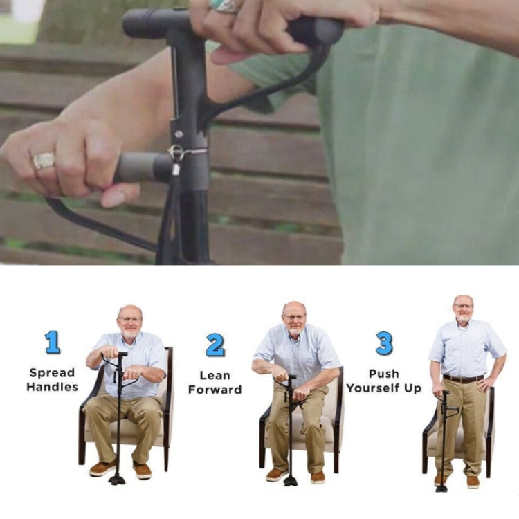 Multifunctional Folding Double-Handle Elderly Crutches Aluminum Alloy Elderly Power-Assisted Walking Sticks Four-Legged Walking Sticks With Lights