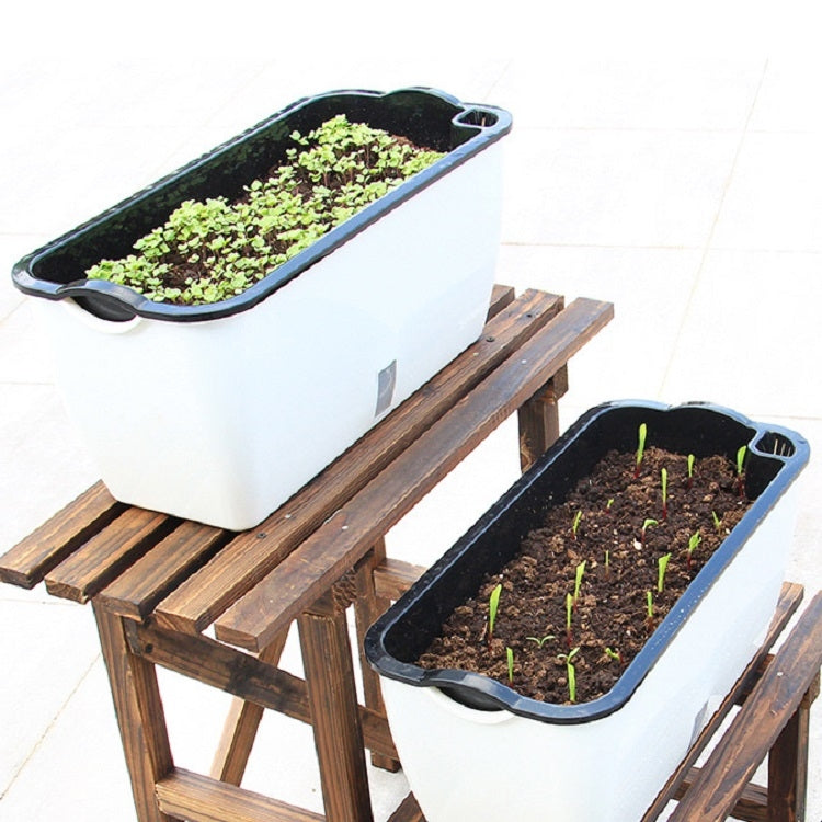 Family Balcony Rectangular Plastic Self-Absorbent Vegetable Growing Pot Flower Pot, Style: