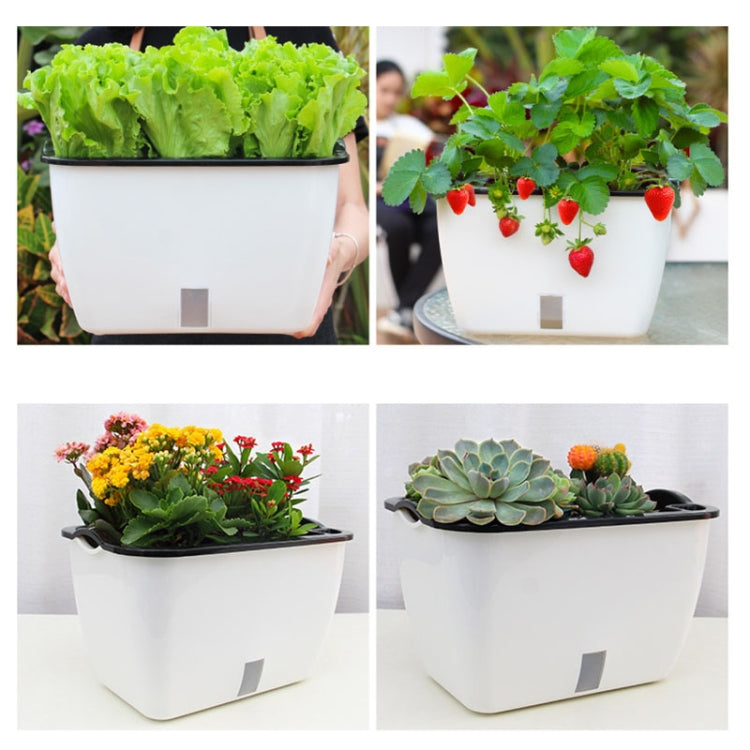 Family Balcony Rectangular Plastic Self-Absorbent Vegetable Growing Pot Flower Pot, Style: