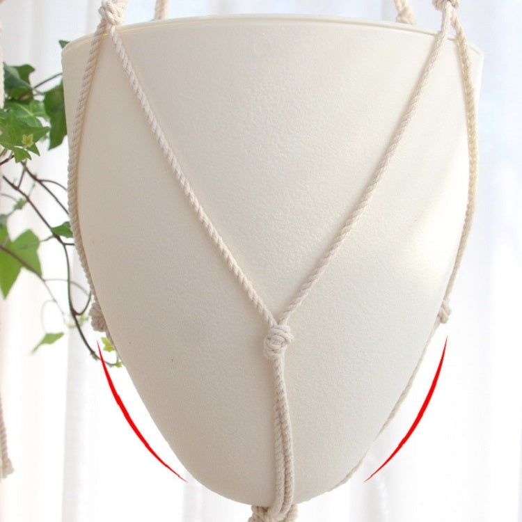 Handmade Hemp Rope Hanging Plastic Water Storage Flowerpot, Size: D03 Caliber 11.5cm