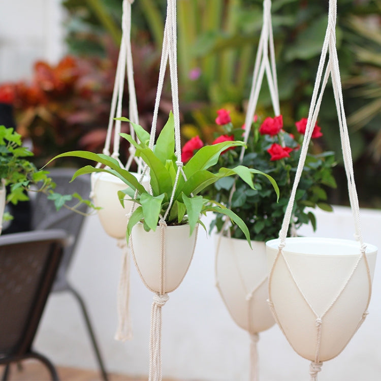 Handmade Hemp Rope Hanging Plastic Water Storage Flowerpot, Size: D03 Caliber 11.5cm