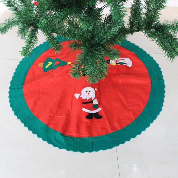 90cm Wavy Green Edge Christmas Tree Skirt Non-Woven Christmas Festival Decoration