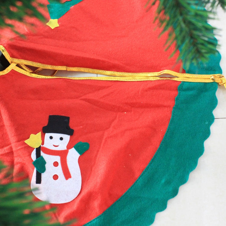90cm Wavy Green Edge Christmas Tree Skirt Non-Woven Christmas Festival Decoration