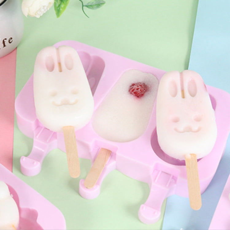 Cute Cartoon Silicone Ice Cream Popsicle Mold with Lid & Stick