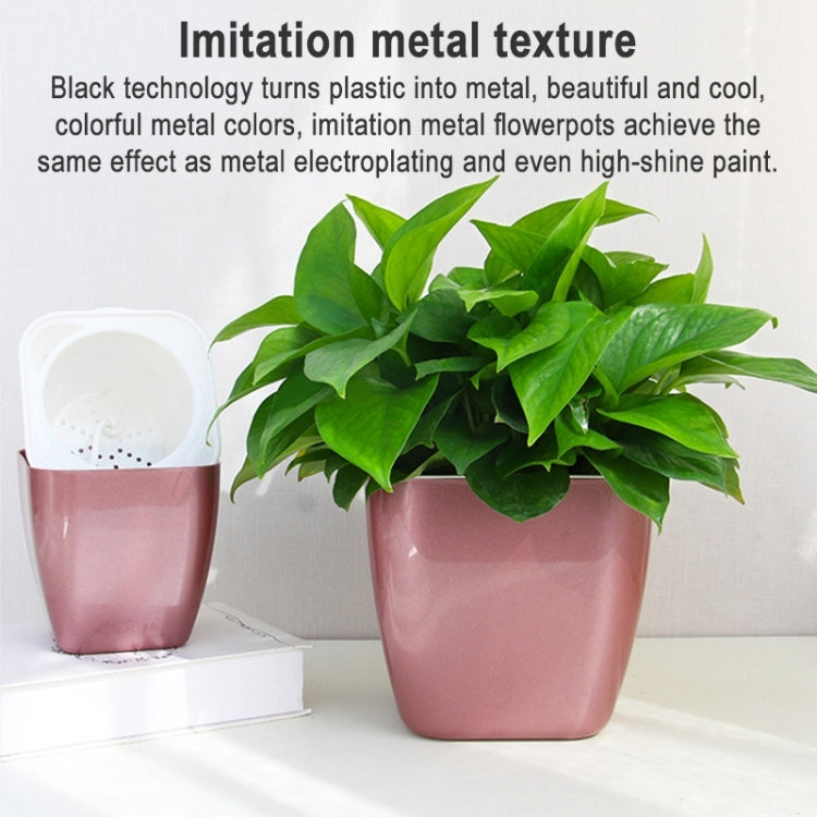 Imitation Metal Colorful Water Storage Plastic Flowerpot