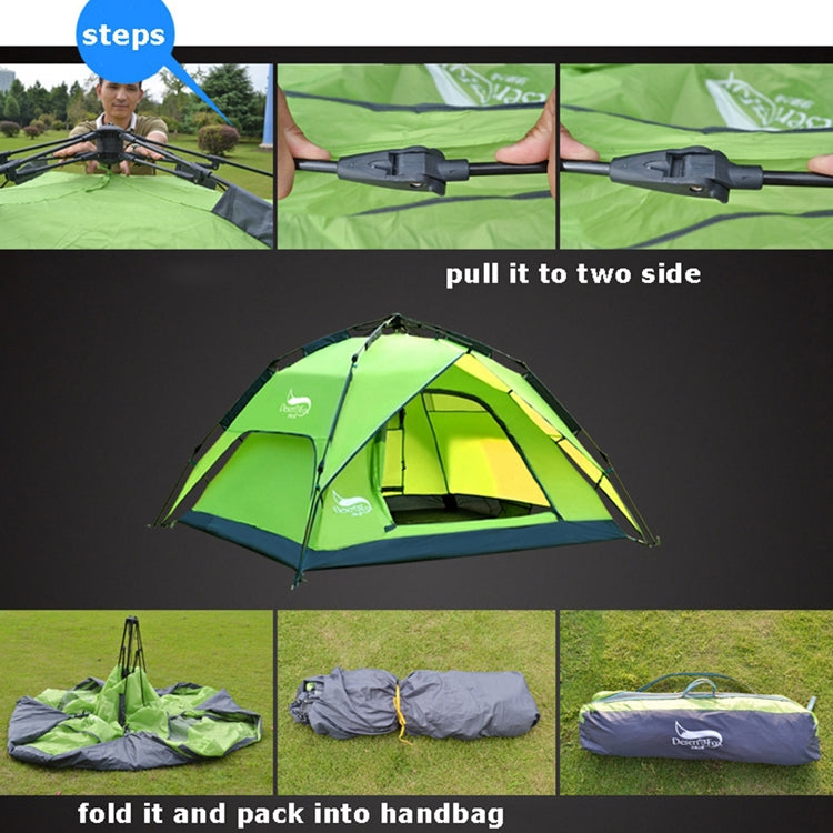 Desert&Fox Outdoor Travel Camp Tent Beach Automatic Easily Building Tent for 3-4 People