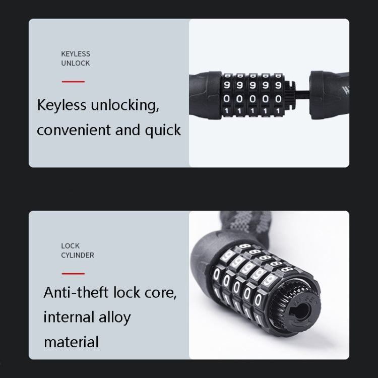 WEST BIKING YP0705065 Bicycle Reflective Anti-Theft Lock Mountain Bike Anti-Peeling Reflective Strip Lock