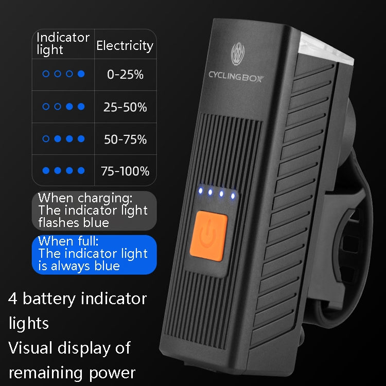 CYCLINGBOX BG-1811 Bicycle Charging Speaker Front Lamp USB Multi-Function Mountain Bike Accessories