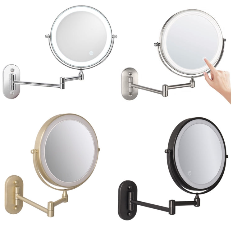8 Inch Wall-Mounted Double-Sided Makeup Mirror LED Three-Tone Light Bathroom Mirror