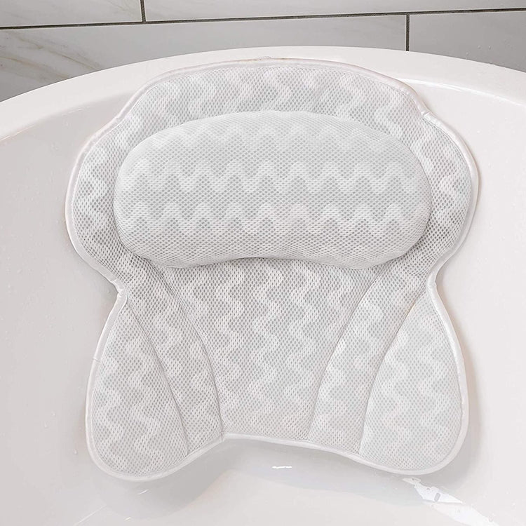 Machine Washable Mesh Cloth 3D Wave Bathtub Pillow Bathroom Bath Headrest
