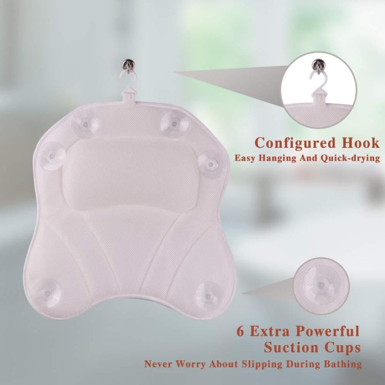 Machine Washable Mesh Cloth 3D Wave Bathtub Pillow Bathroom Bath Headrest