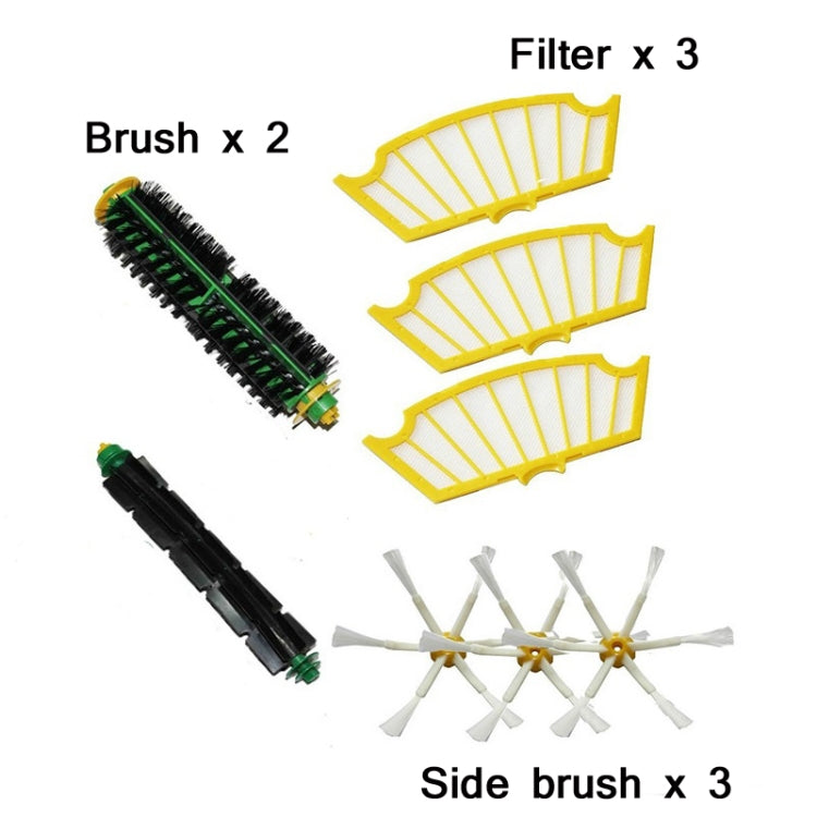 8 PCS / Set Sweeper Rolling Brush + Side Brush + Filter + Brush For iRobot Roomba 500 Series