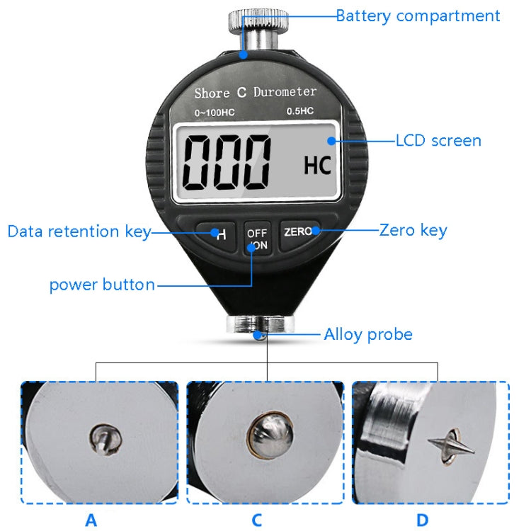 Electronic Digital Display Hard Meter Plastic Rubber Silicone Tire Hardness Meter