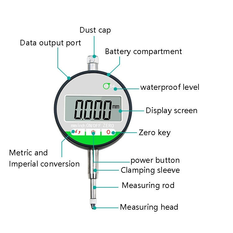 0-12.7mm Waterproof And Dustproof Digital Indicator For Stroke Measurement