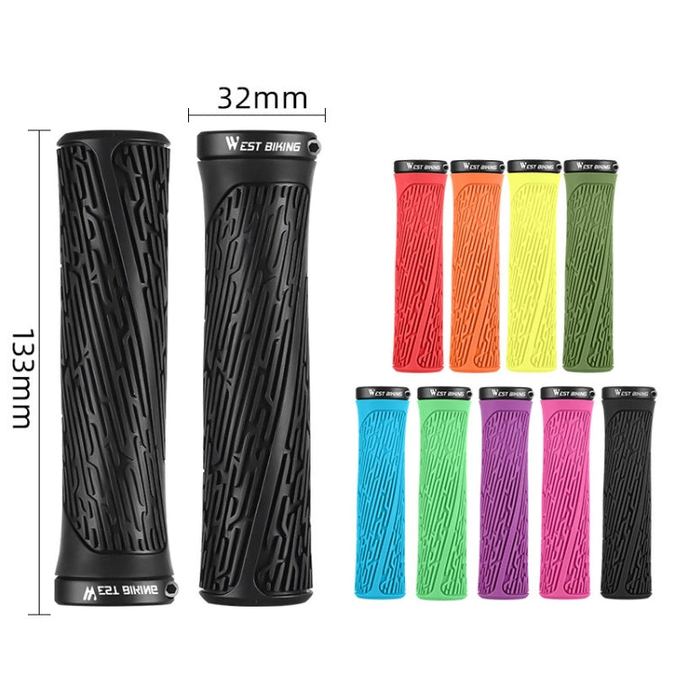 1 Pair WEST BIKING YP0804061 Bicycle Anti-Slip Shock Absorber Grip Mountain Bike Rubber Handlebar Cover