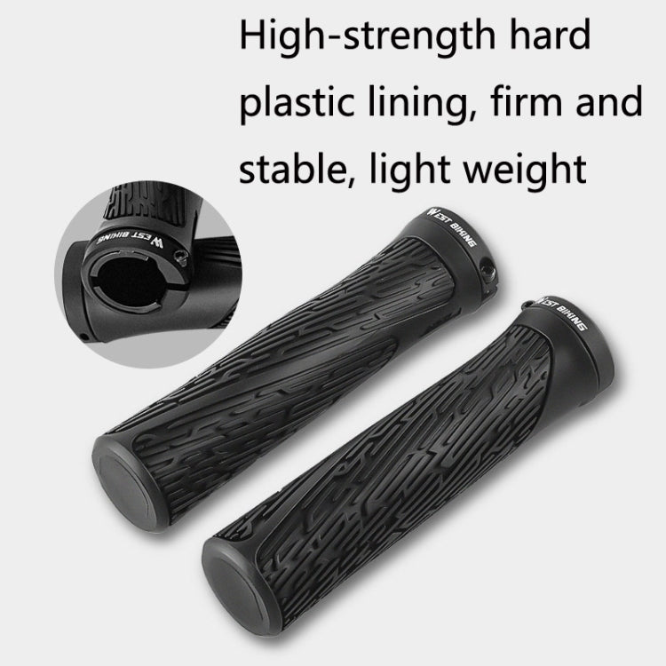 1 Pair WEST BIKING YP0804061 Bicycle Anti-Slip Shock Absorber Grip Mountain Bike Rubber Handlebar Cover