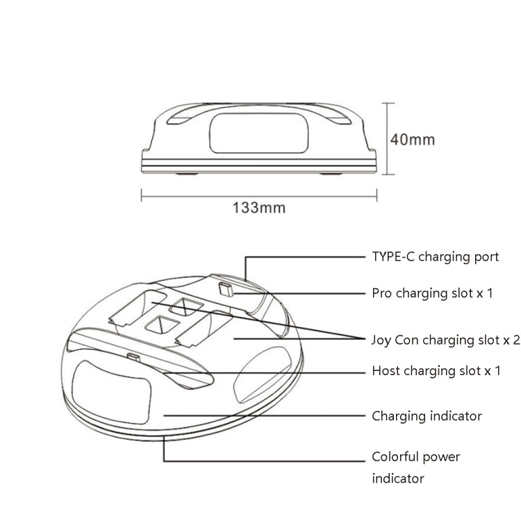 D1 Colorful Lights Handle Charger For Nintendo Switch / Switch Lite
