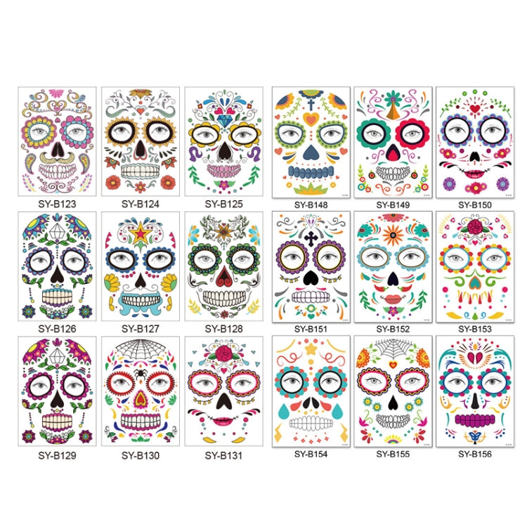 Waterproof And Sweat Proof Of The Dead Masquerade Party Temporary Stickers Halloween Face Tattoo Stickers