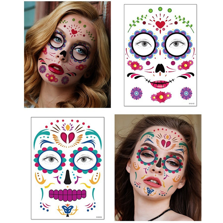 Waterproof And Sweat Proof Of The Dead Masquerade Party Temporary Stickers Halloween Face Tattoo Stickers