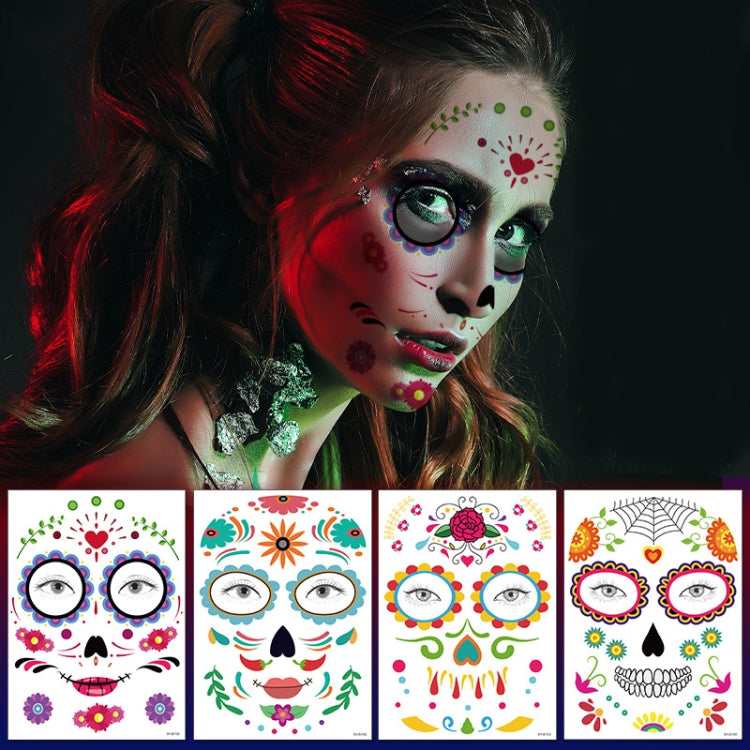 Waterproof And Sweat Proof Of The Dead Masquerade Party Temporary Stickers Halloween Face Tattoo Stickers