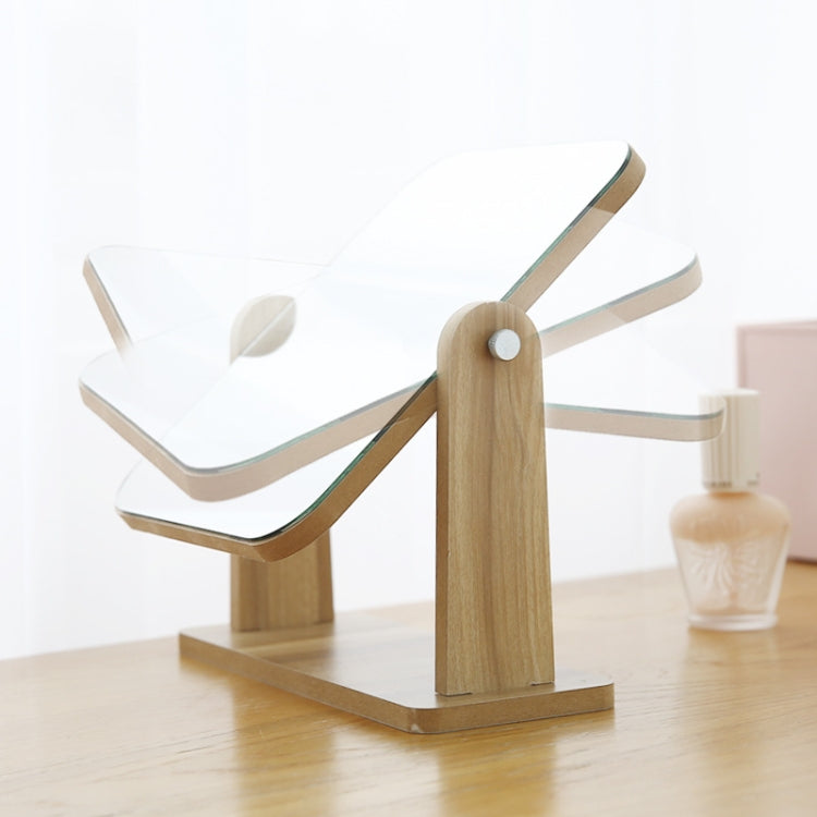 2 PCS Desktop Wooden Makeup Mirror Home Girl Heart Makeup Mirror,Size: