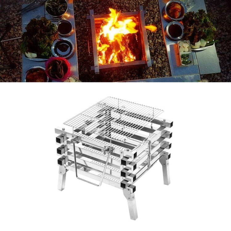 All Stainless Steel Camping Folding Portable Barbecue Grill Charcoal Grill Wood Stove
