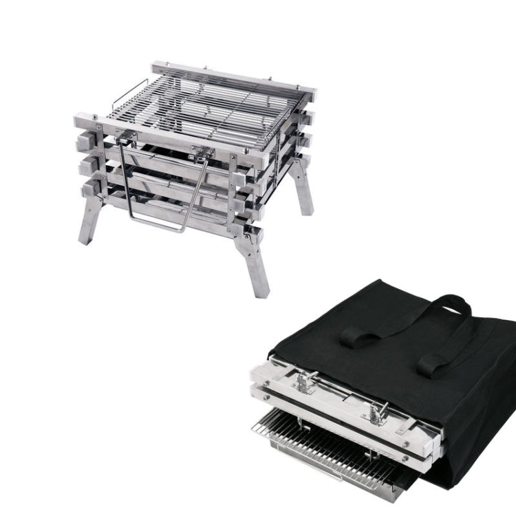 All Stainless Steel Camping Folding Portable Barbecue Grill Charcoal Grill Wood Stove