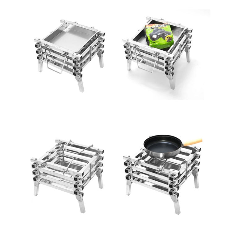 All Stainless Steel Camping Folding Portable Barbecue Grill Charcoal Grill Wood Stove