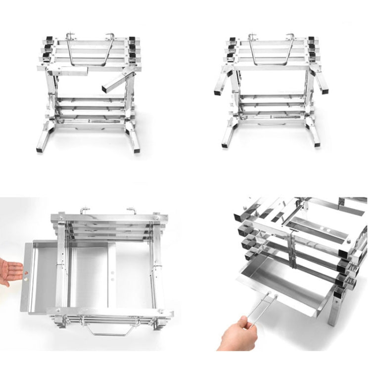 All Stainless Steel Camping Folding Portable Barbecue Grill Charcoal Grill Wood Stove