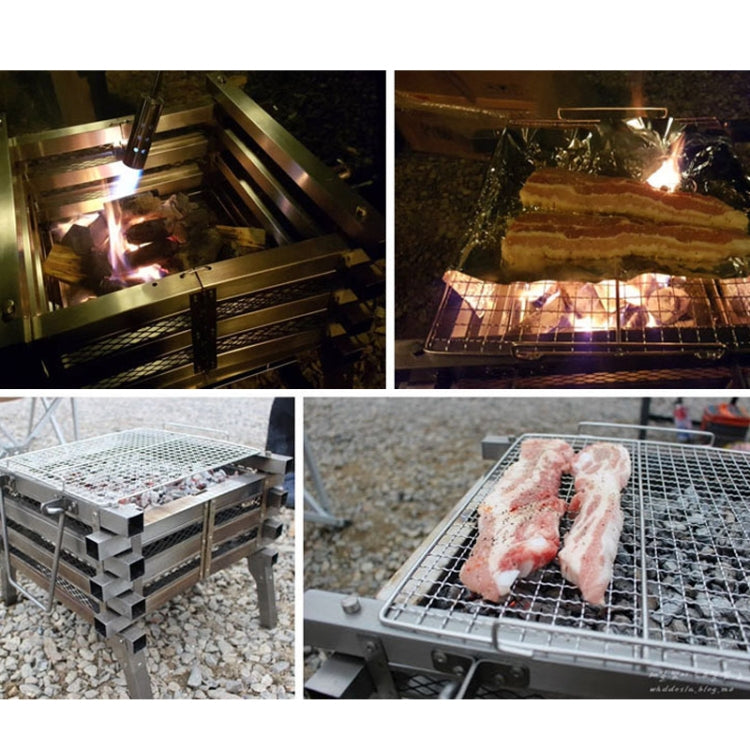 All Stainless Steel Camping Folding Portable Barbecue Grill Charcoal Grill Wood Stove