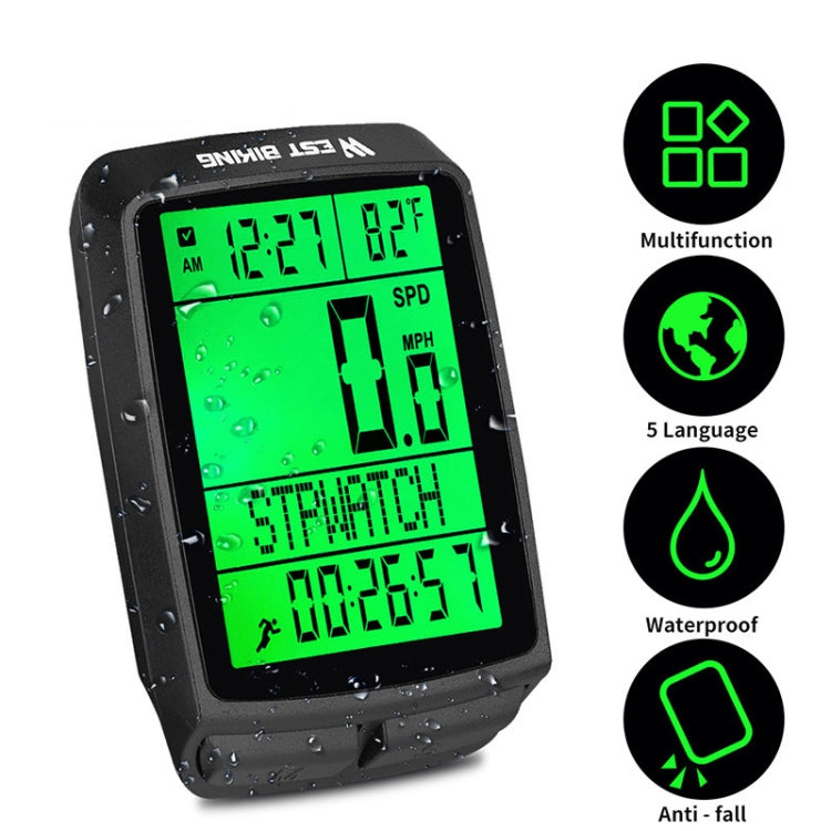 WEST BIKING 5 Languages Bicycle Waterproof Backlight Multifunction Wireless Odometer Speedometer