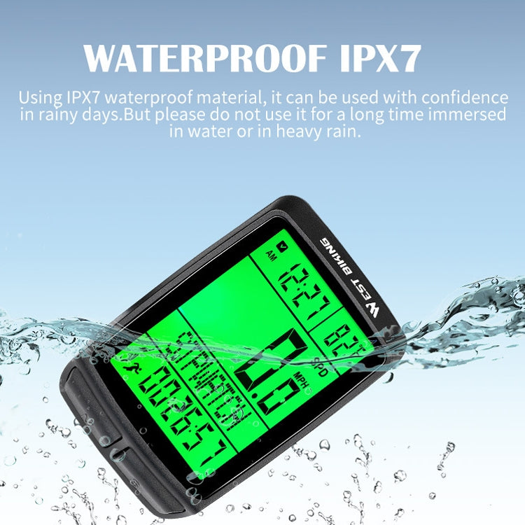 WEST BIKING 5 Languages Bicycle Waterproof Backlight Multifunction Wireless Odometer Speedometer