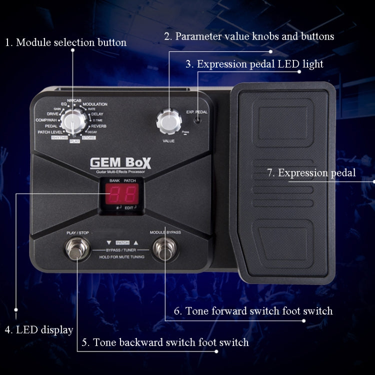 GEM-BOX Electric Guitar Effects Adjustable Multi-Effects Device
