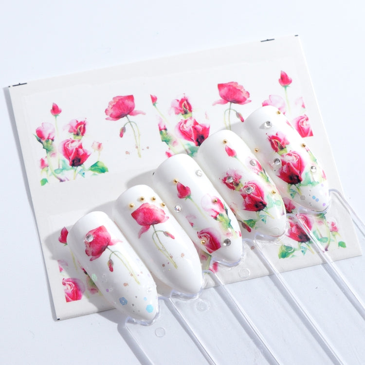 5 PCS Flamingo Nail Stickers Water Decals Cute Animals Rabbit Owl Wraps Flora Watermark Adhesive Decoration Manicure