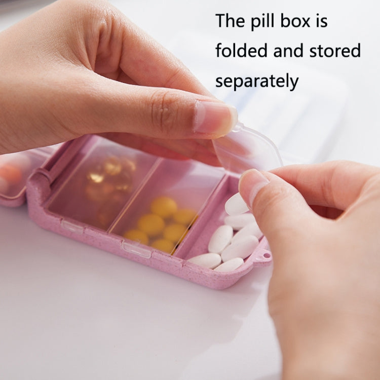 6 PCS C1617 Portable Dispensing Sealed Pill Box Wheat Straw Large-capacity Storage Box