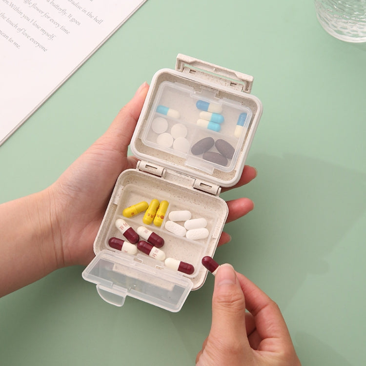 JS0018 Wheat Portable Sealed Pill Box with 6 Compartments For Pill Health Care Box