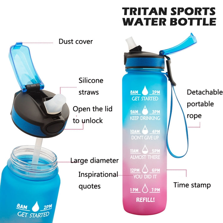 1L Tritan Plastic Gradient Color Cup Outdoor Large Capacity Sports Kettle