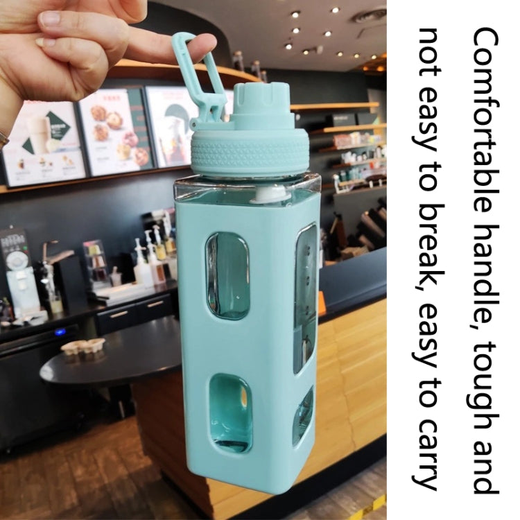 Square Plastic Water Cup with Straw Outdoor Sports Large-Capacity Portable Kettles, Colour: 700ml (White)