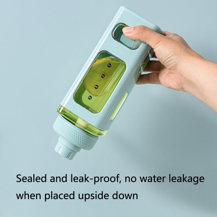 Square Plastic Water Cup with Straw Outdoor Sports Large-Capacity Portable Kettles, Colour: 700ml (White)